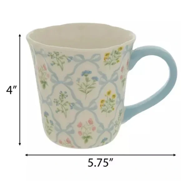 (2) Blue Bows & Flowers Mug - Picture 2 of 3